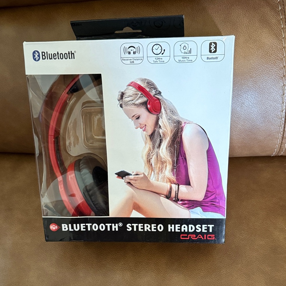 Craig Bluetooth Stereo Headset - Red and Black